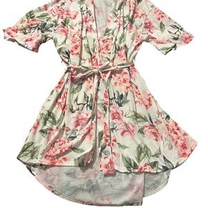 Show Me Your Mumu Floral Kimono Robe • Pink Rose Print • Tie Waist Size S
